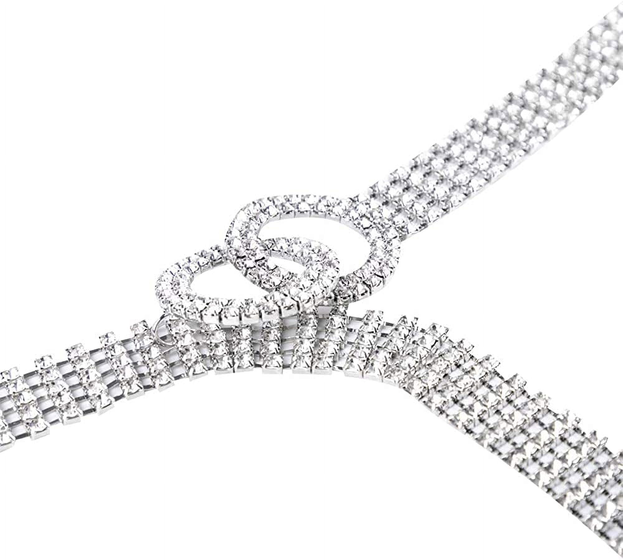 Womens Crystal Rhinestone Waistband Belt Sparkle Chain with Double O-Ring  Belt 