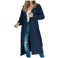 thumbnail image 2 of GXIPO Womens Oversized Long Trench Coat Double Breasted Lapel Windproof Overcoat with Belt Navy XL, 2 of 5
