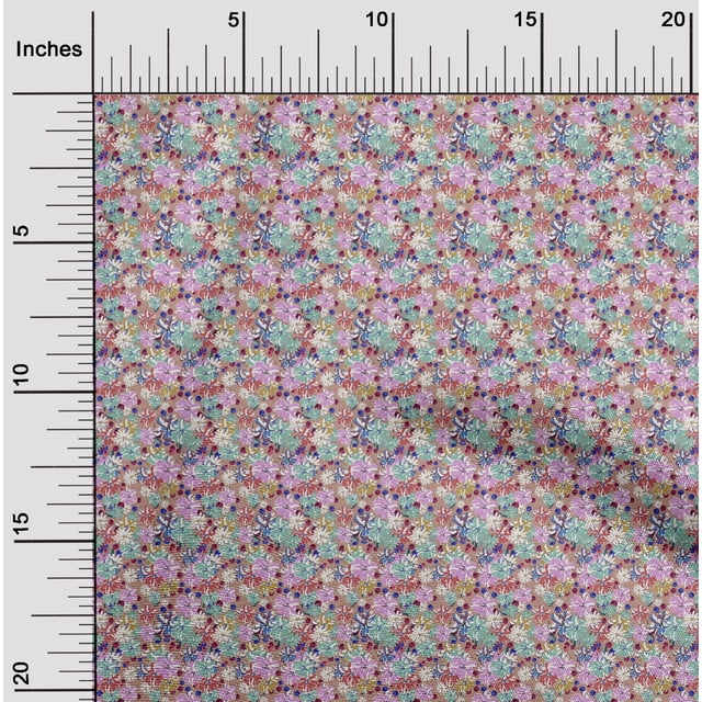 oneOone Georgette Viscose Peach Fabric Florals Craft Projects Decor Fabric Printed By The Yard 42 Inch Wide-1N0