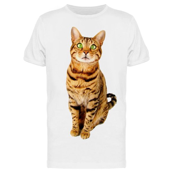Brigth Green-eyed Bengal Cat T-Shirt Men -Image by Shutterstock, Male Small