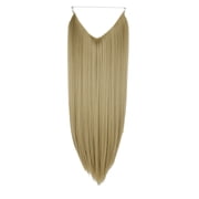 Youloveit Hair Miracle Wire Hair Extensions - Invisible Hidden Elastic Miracle Wire Secret Hairpiece for Women Synthetic Straight Hair Extensions, Ash Brown 8#, 22 Inch