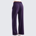 thumbnail image 4 of Ayolanni Purple Pants for Women Plus Size Palazzo Wide-Leg Elastic Band Solid Slacks Pants for Women Jeans XL, 4 of 7