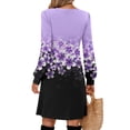 thumbnail image 3 of Kixjoy Women's Dresses Long Sleeve Pleated V Neck Dresses Fashion Holiday Floral Print Cozy Tunic Dresses Lightweight A Line Winter Clothing for Women, Purple M, 3 of 4