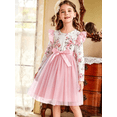 thumbnail image 3 of Lanbubble Girls Floral Tutu Dress Long Sleeve Tulle Princess Party Dress 6-7 Years, 3 of 7