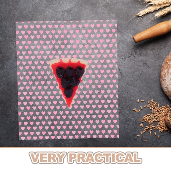OFFIGAM 50Pcs Multi Color Heart Pattern Food Greaseproof Baking Paper Sheets for Oven Use and Food Wrapping