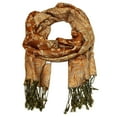 thumbnail image 3 of Falari Women's Reversible Paisley Woven Pashmina Shawl Wrap Scarf 80" x 27" Gold, 3 of 3