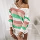 thumbnail image 2 of Suéter de manga larga con cuello en O de línea sin espalda de empalme de color sólido sexy para mujer Blusa Fridja  hjk985, 2 of 6