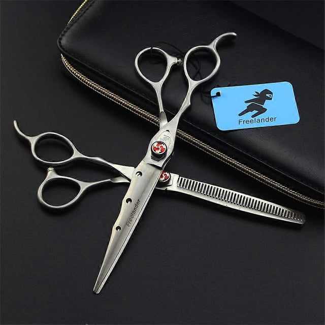 Juego de tijeras de peluquería para zurdos, tijeras profesionales de barbero de 7 pulgadas con tijeras de entresacar.