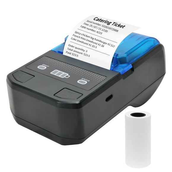 Graflsoa Portable 2-inch 58mm Bluetooth Thermal Receipt Printer with Built-in Battery, USB & Bluetooth Connectivity, Compact Design for On-the-Go Printing (JK-58PL Blue)