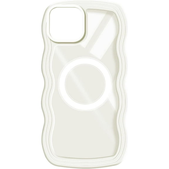 Magnetic Case for iPhone 11 Pro Max Case Cute Curly Wave Frame Shape Slim Translucent Back Anti-Fingerprint Shockproof Compatible with iPhone 11 Pro Max Case,White Compatible with MagSafe