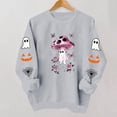 thumbnail image 6 of Womens Halloween Tops Crew Neck Funny Ghost Printed Long Sleeve Trendy Spooky Festival Pullover Top Gray M, 6 of 7