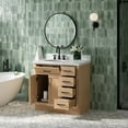 thumbnail image 5 of Ariel Hepburn 37 Inch Single Oval Sink Bathroom Vanity With Pure White Quartz Countertop 1.5 Inch Edge In Oak, 5 of 10