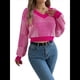 thumbnail image 2 of Suéter Corto de Mujer con Cuello en V y Larga, Jersey de Punto Rosa Roja S, 2 of 10