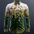 thumbnail image 2 of CONZONE St. Patrick's Day Mens Buttons Down Shirts Long Sleeve Shirts for Men Trendy Green Clover Graphic Lapel Soft Lightweight Tops, 2 of 4