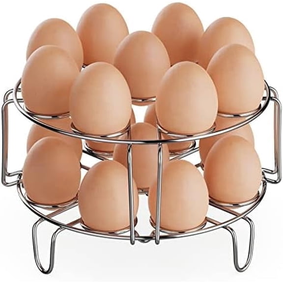 Egg Steamer Rack - Stainless Steel Trivet for 8 Quart Pressure Cooker, Cooks 18 Eggs, Stackable Insert for Instant Pot Accessories, 7.87 Inch, 2 Packs