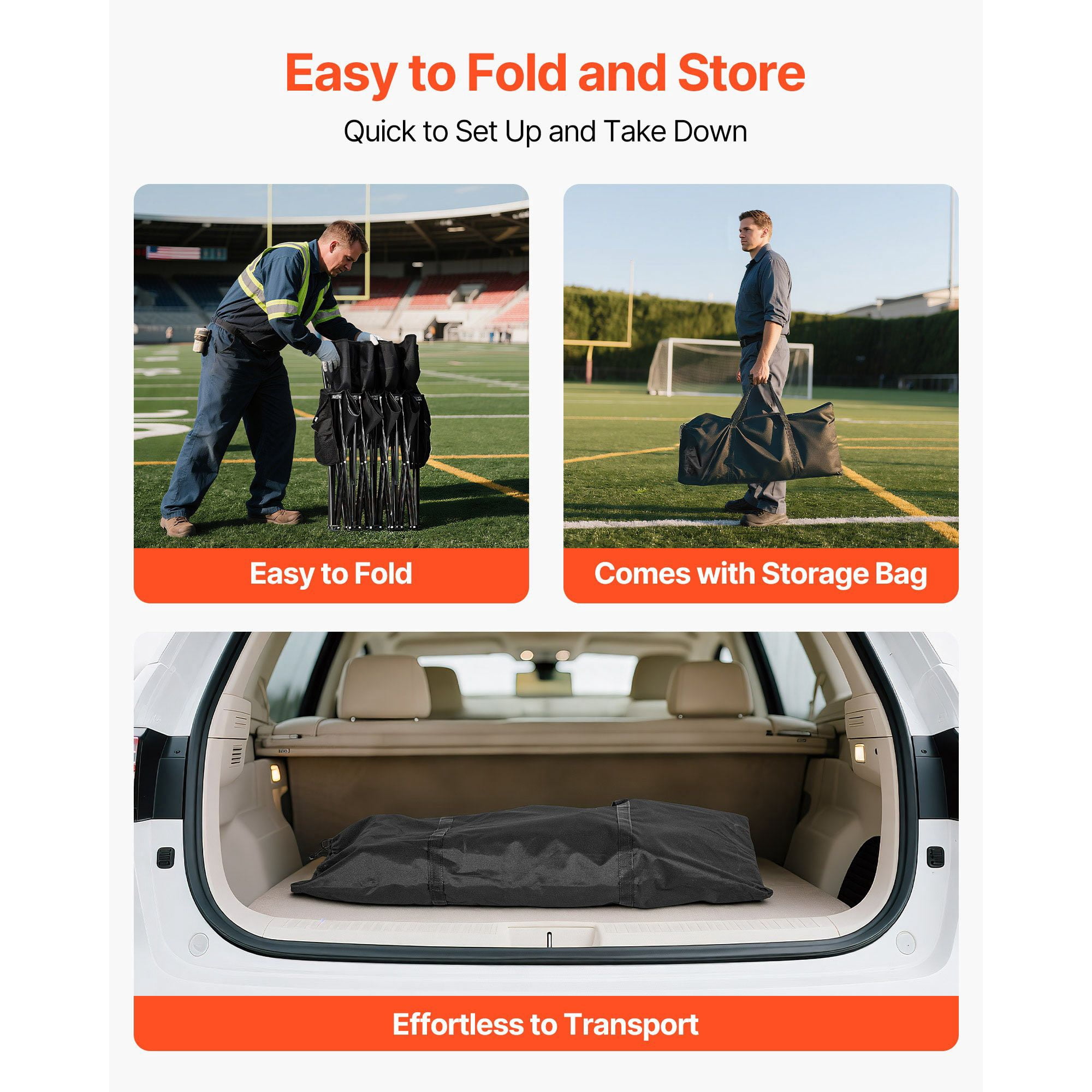 4 Person Portable Folding Sports Bench with Backrest, 4-Seat Foldable Soccer Sideline Bench Black with Side Storage Pockets Carry Bag, 600D Oxford Outdoor Team Bench for Football Camping Events