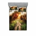 thumbnail image 2 of Nature Bedding Set with Sheet & Covers, Dazzling Big Rain Cloud over Earth Path Road Countryside Field Climate Energy Image, Printed Bedroom Decor 2 Shams, 4 Sizes, Multicolor, by Ambesonne, 2 of 3