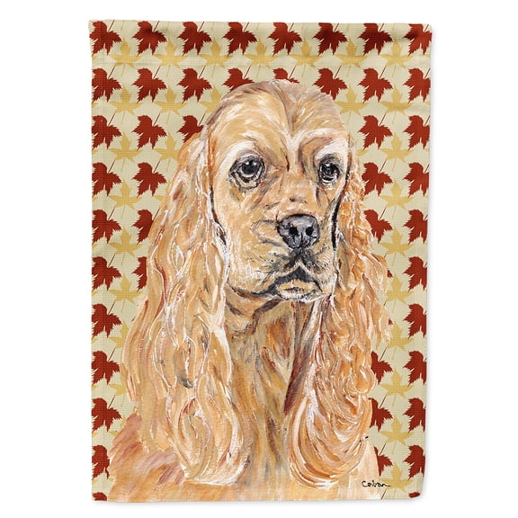 Cocker Spaniel Fall Leaves Flag Canvas House Size