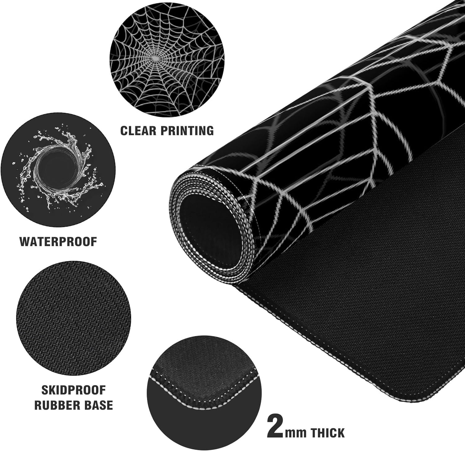 Goth Spooky Spiderweb Desk Mat, Desk Accessory, Cute Workspace, Trendy Workspace, Trendy, 35.4x15.7in Large Gaming Mouse Pad, Cute Desk Topper, Pretty Desk Pad