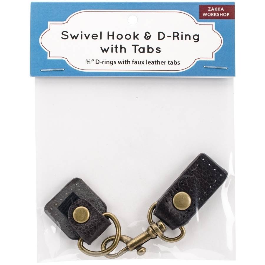 Swivel Hook & DRing W/TabsBrown Tabs W/Brass Hardware