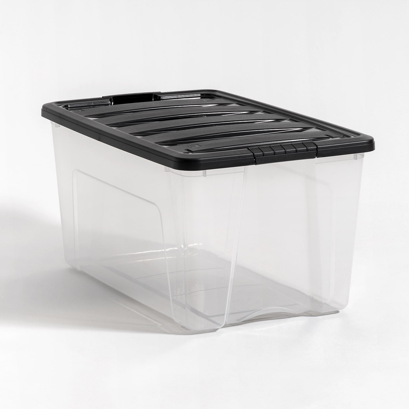 53.5 qt. Stack and Pull Clear Storage Box with Lid in Gray