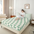 thumbnail image 4 of Castle Fairy Kids Teens Minimalist Geometric Grid 4pcs Bed Sheets,Minimalist King Sheets,Abstract Stripes Super Cozy Sheet Set,Microfiber Bedroom Decor, 4 of 7