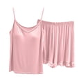 thumbnail image 1 of Conjunto de pijama de verano para mujer de 2 piezas: cuello cuadrado, manga corta, poliéster suave, ropa para dormir y estar por casa., 1 of 7