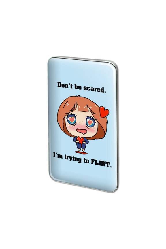 Don't Be Scared I'm Trying to Flirt Kawaii Chibi Heart Metal Rectangle Lapel Hat Pin Tie Tack Pinback