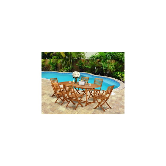 Acacia Patio Dining Set - 7 Piece Outdoor Furniture Set with Table & 6 Chairs