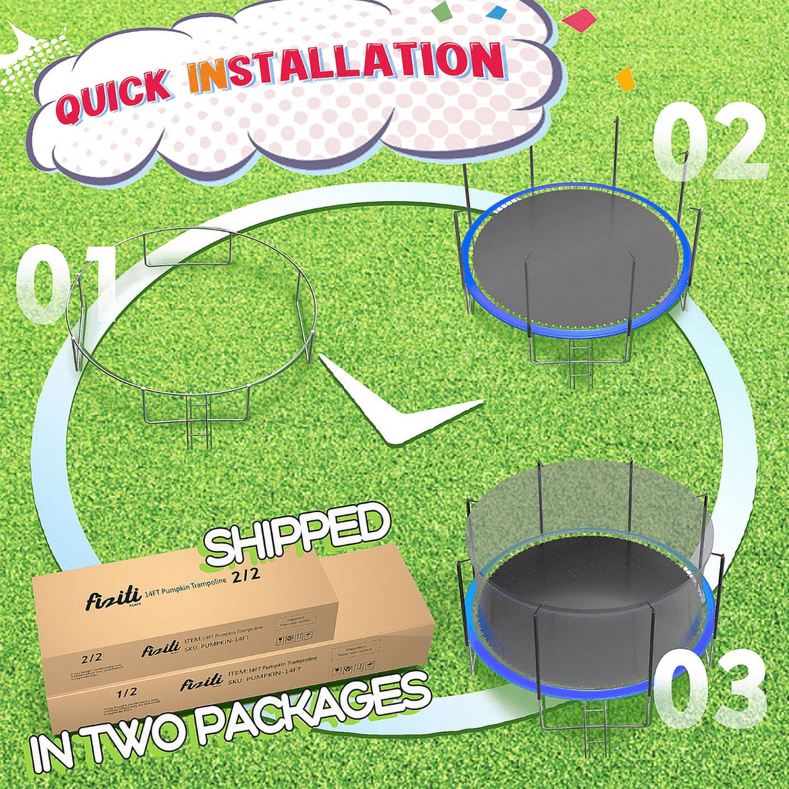 Fiziti Trampoline with Basketball Hoop & Enclosure, 2000lbs 12FT 14FT 16FT Trampoline for 6-8 Kids and Adults, Outdoor Backyard Trampoline with Light,Hose