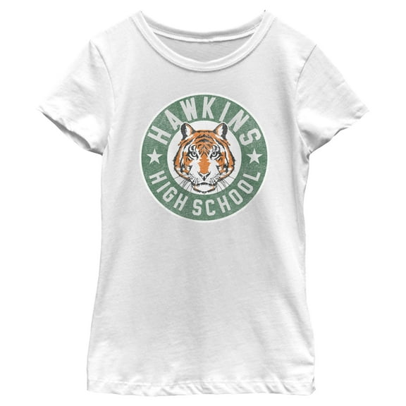 Netflix Girl's Stranger Things Retro Hawkins High School Tiger Mascot Graphic T-Shirt