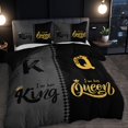 3Piece Black & Grey Crown Lettering Duvet Cover Set Vibrant High