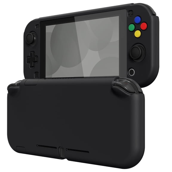 PlayVital Black Protective Grip Case for Nintendo Switch Lite, Hard Cover Protector for Nintendo Switch Lite - Screen Protector & Thumb Grips & Buttons Caps Stickers Included…