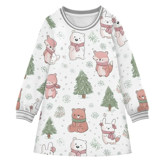 Girls' long-sleeved dress Bunny Care Bears Girls' A-line dress with ribbed cuffs Soft and comfortable