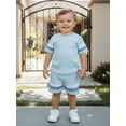 thumbnail image 6 of Loicainy Baby Toddler Boy Summer Outfits 6 12 18 24 Months 2T 3T 4T Short Sleeve Contrast Color T-Shirt + Shorts Set Clothes, 6 of 9