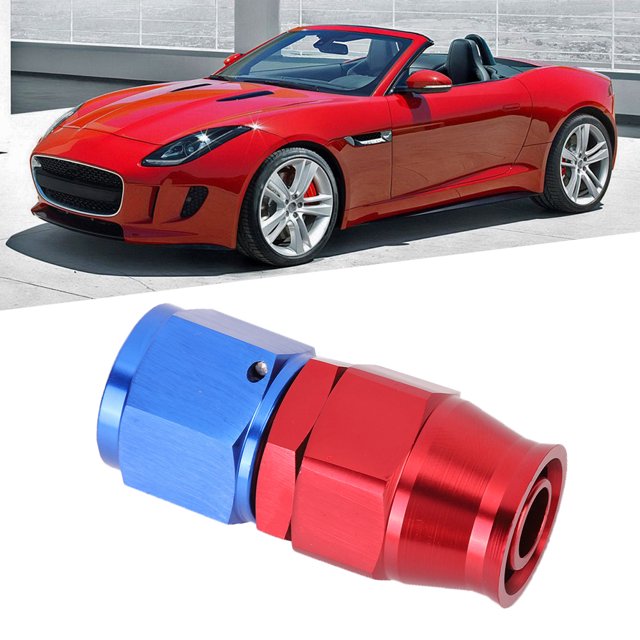 Adaptateur d'Extrémité de Conduite d'Huile en Alliage d'Aluminium Rouge et Bleu pour Boyau de Carburant PTFE, Ajustable, Forte Rétention, Conception Intégrée
