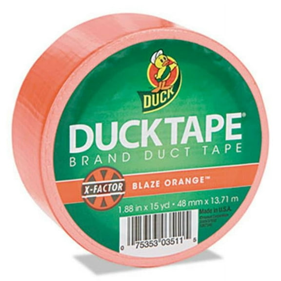 Duck. 1265019 Colored Duct Tape, 1.88'' x 15yds, 3'' Core, Neon Orange