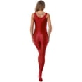 thumbnail image 3 of TiaoBug Womens Oil Sleeveless Bodycon Jumpsuit Sheer Full Body Sport Bodysuit Bodystocking Tight Swimsuit Burgundy XL, 3 of 7