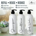 thumbnail image 5 of Alora 16oz Refillable Shampoo and Conditioner Bottles - Set of 3 - White - Easy to read Lettering - Pump Bottle Dispenser for Shampoo, Conditioner, Body Wash - Empty Plastic Refillable Containers, 5 of 7