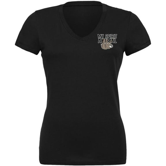 Sloth is my Spirit Animal Juniors V-Neck T Shirt Black LG