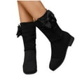 thumbnail image 5 of Black Ladies Knee-High Boots With Bow Embellishment And Low Heel For A Stylish And Comfortable Winter Shoe, 5 of 6