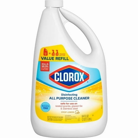 Clorox Disinfecting All Purpose Cleaner, Bleach Free, Crisp Lemon, Refill, 64 fl oz - 2 Pack