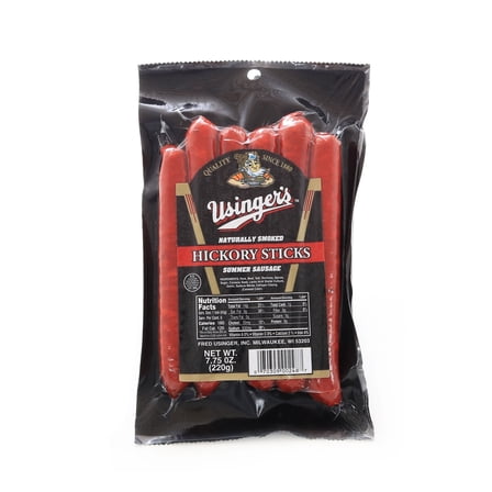 Usinger's Famous Naturally Smoked Hickory Sticks Summer Sausage (6-Pack) | 6 Sticks Per Pack | Ready To Eat - Perfect for On-The-Go Snacking