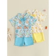 thumbnail image 3 of Toddler Baby Boys Easter Outfits 12 18 24 Months 2T 3T 4T 5T Easter Egg Carrot Pattern Turn Down Collar Short Sleeve Shirt with Shorts 2 Pcs Set for Summer, 3 of 9