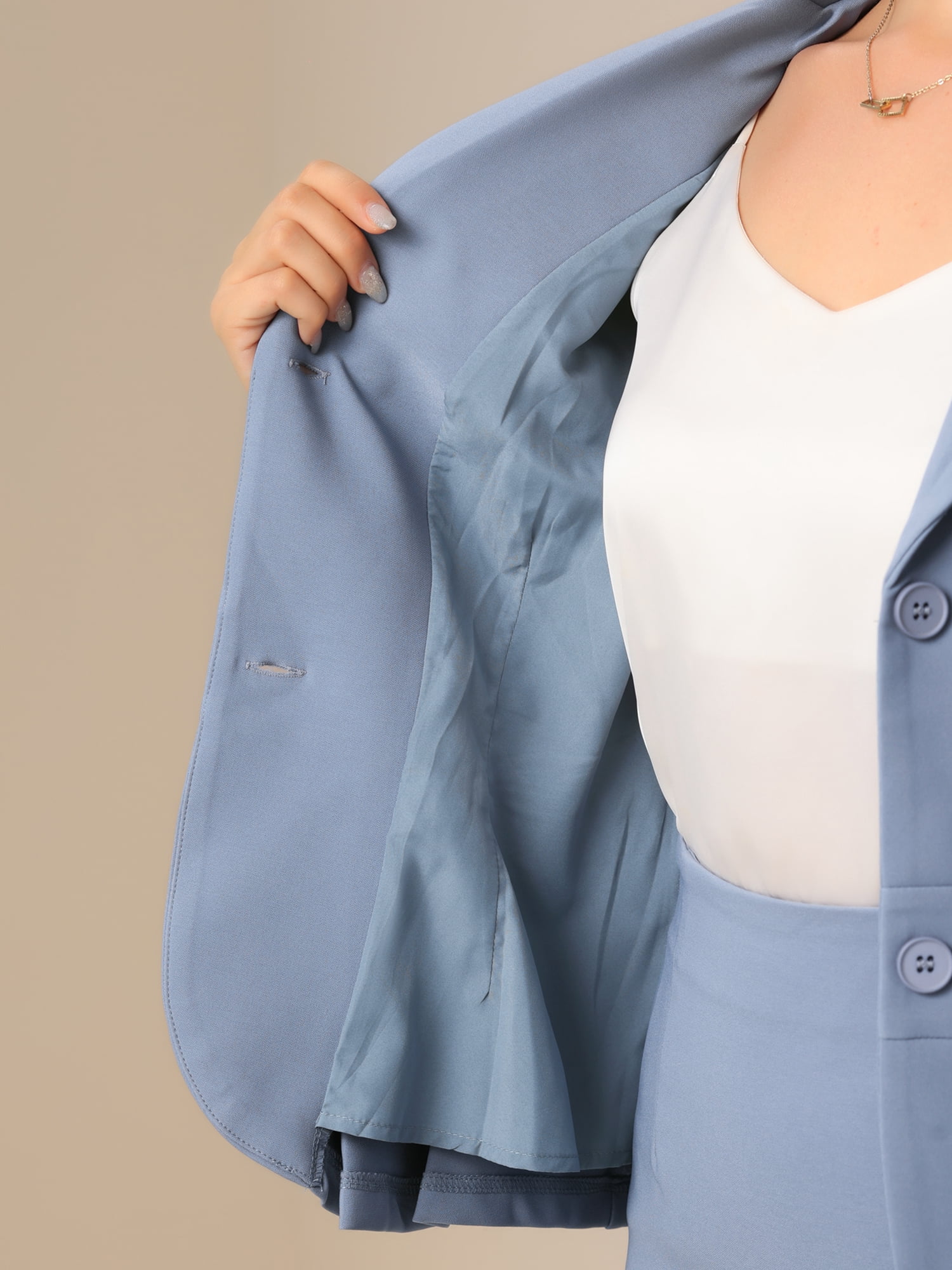 DARING DIVA Women's Peplum Blazer Pencil Skirt 2 Pcs Suit Set XL Gray Blue