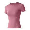thumbnail image 5 of Womens Workout Compression Shirts Solid Color Short Sleeve Crew Neck Basic Yoga Tops Lightweight Soft Comfy Slim Fit Tees, 5 of 5
