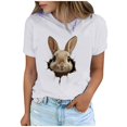 thumbnail image 2 of Tops de Cuello Alto para las Mujeres Amante Impreso Camiseta Cuello Redondo Manga Corta, Poliéster Spandex, 2 of 7