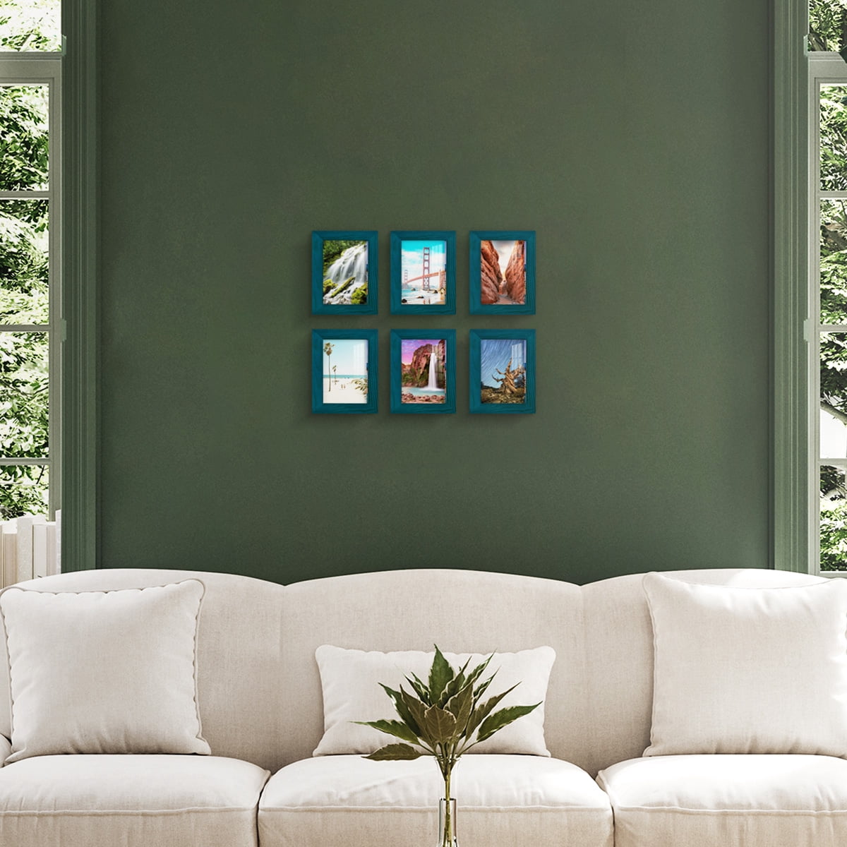 Wexford Home Woodgrain 3.5" x 5" in Ocean Blue Picture Frame (Set of 6)