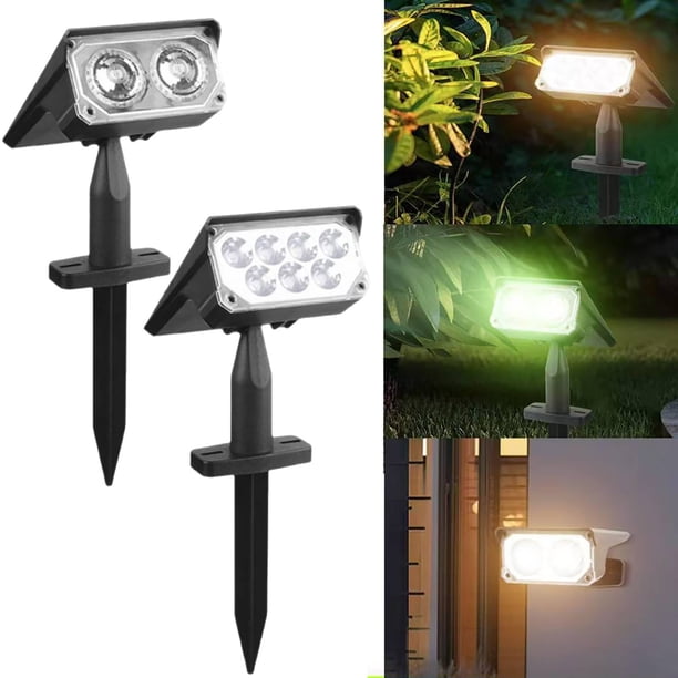 Luz de jardín LED solar impermeable con ciclo de gradiente de color, ángulo ajustable de 120 °, panel monocristalino de alta conversión, rotación libre, a prueba de óxido, clasificación IP44 para