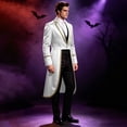 thumbnail image 4 of Victorian Frock Coat, Ringmaster Circus, Outfit Tailcoat, Long Tailcoat Magician, Long Tailcoat Magician Costume Gold Trim Victorian Frock Coat Ringmaster Circus Outfit for Movie Night, White M, 4 of 6